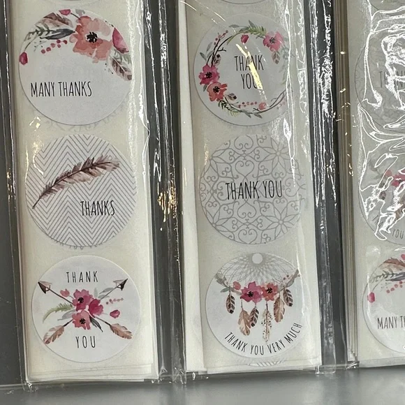 300 1 Inch Boho Floral Thank You Sticker Set - Picture 8 of 8